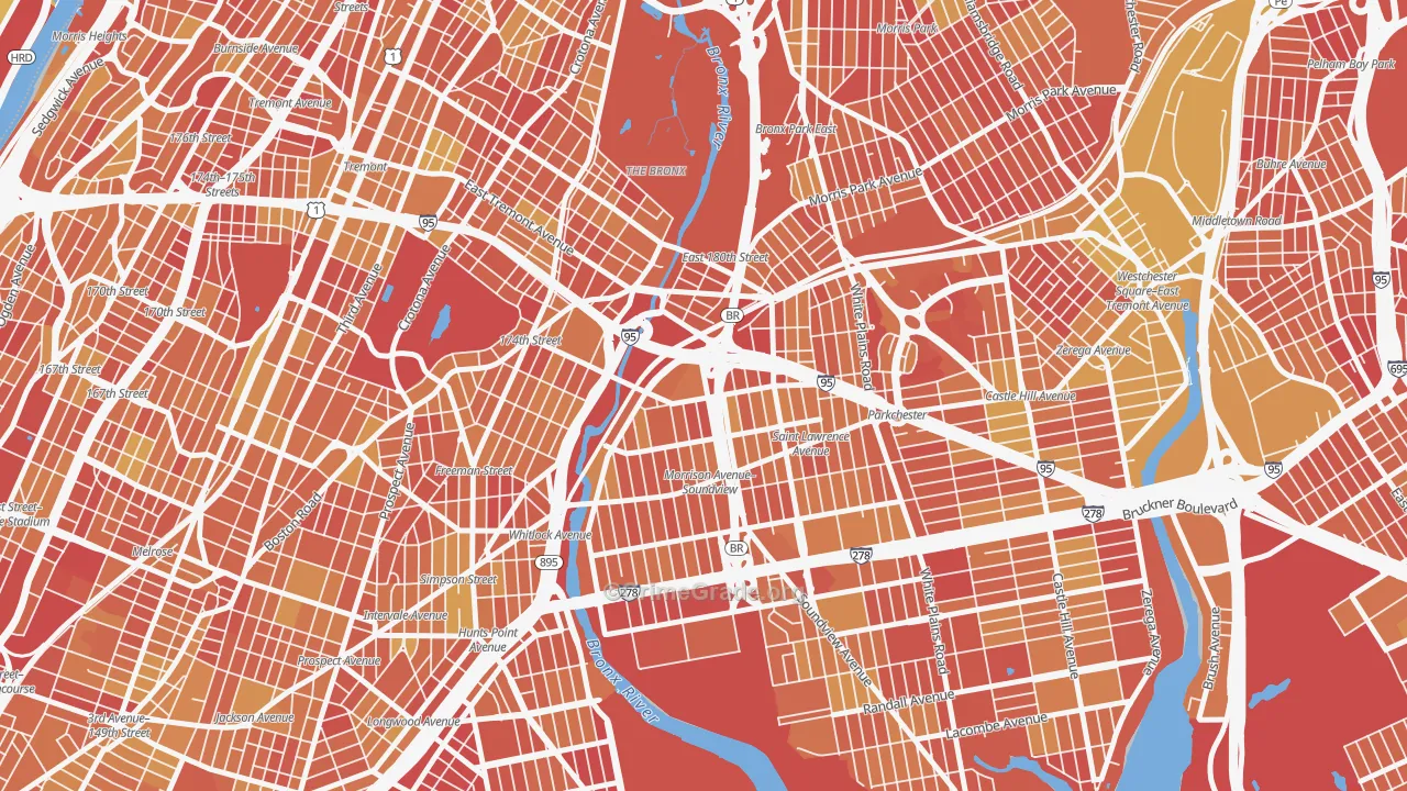 West Farms, Bronx, NY Map of Vandalism Rates