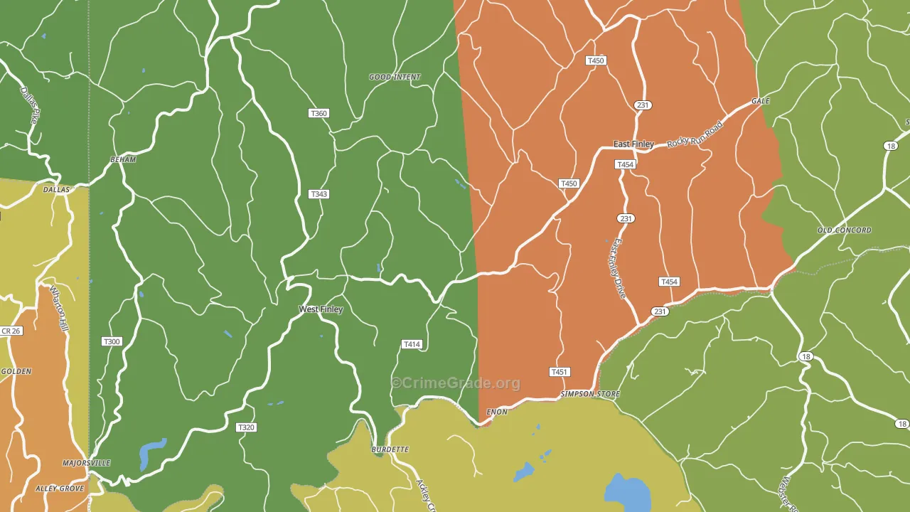 West Finley, PA Map of Vandalism Rates