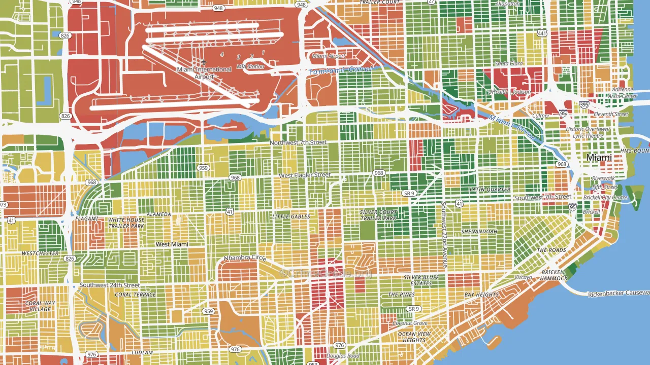 West Flagler, Miami, FL Map of Vandalism Rates