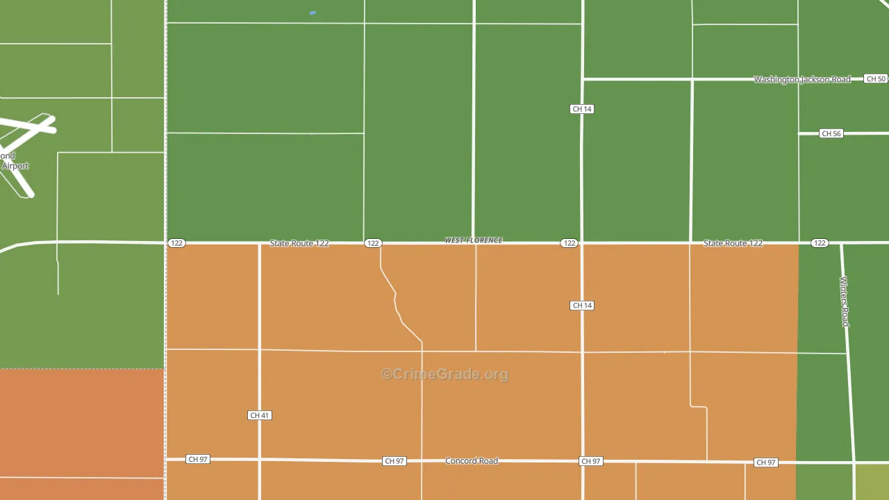 West Florence, OH Map of Vandalism Rates