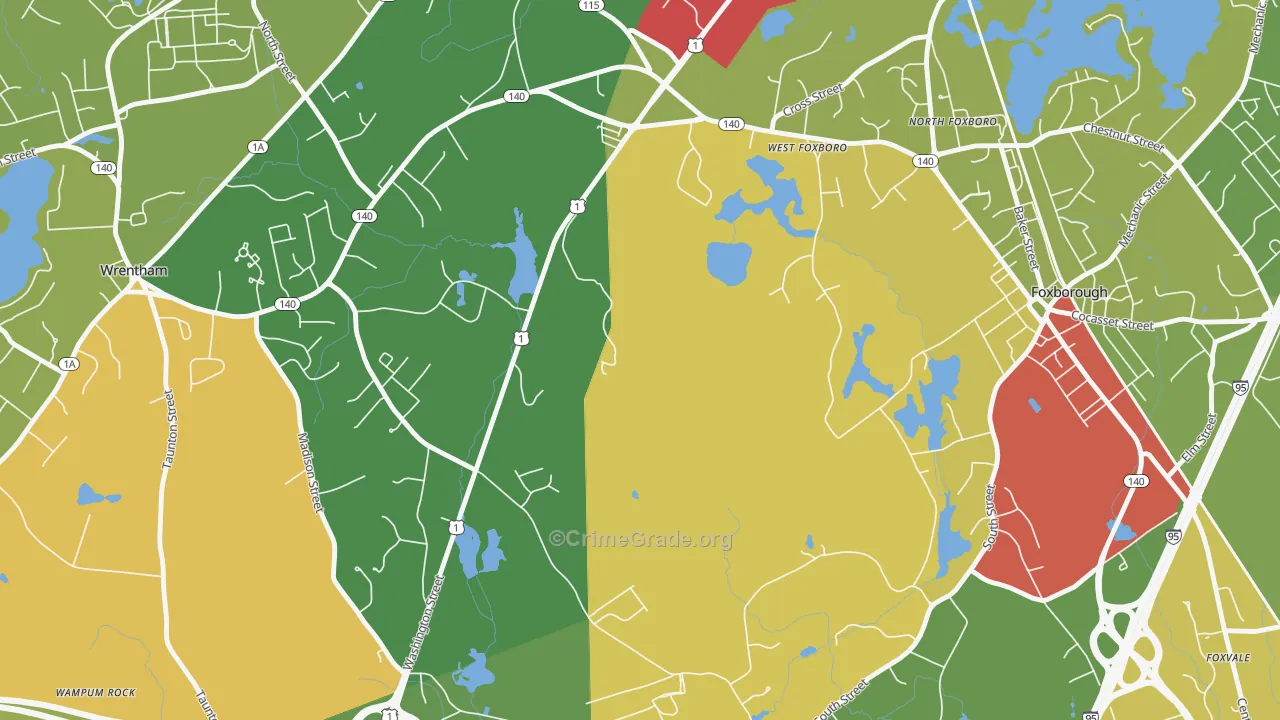 West Foxboro, MA Map of Vandalism Rates