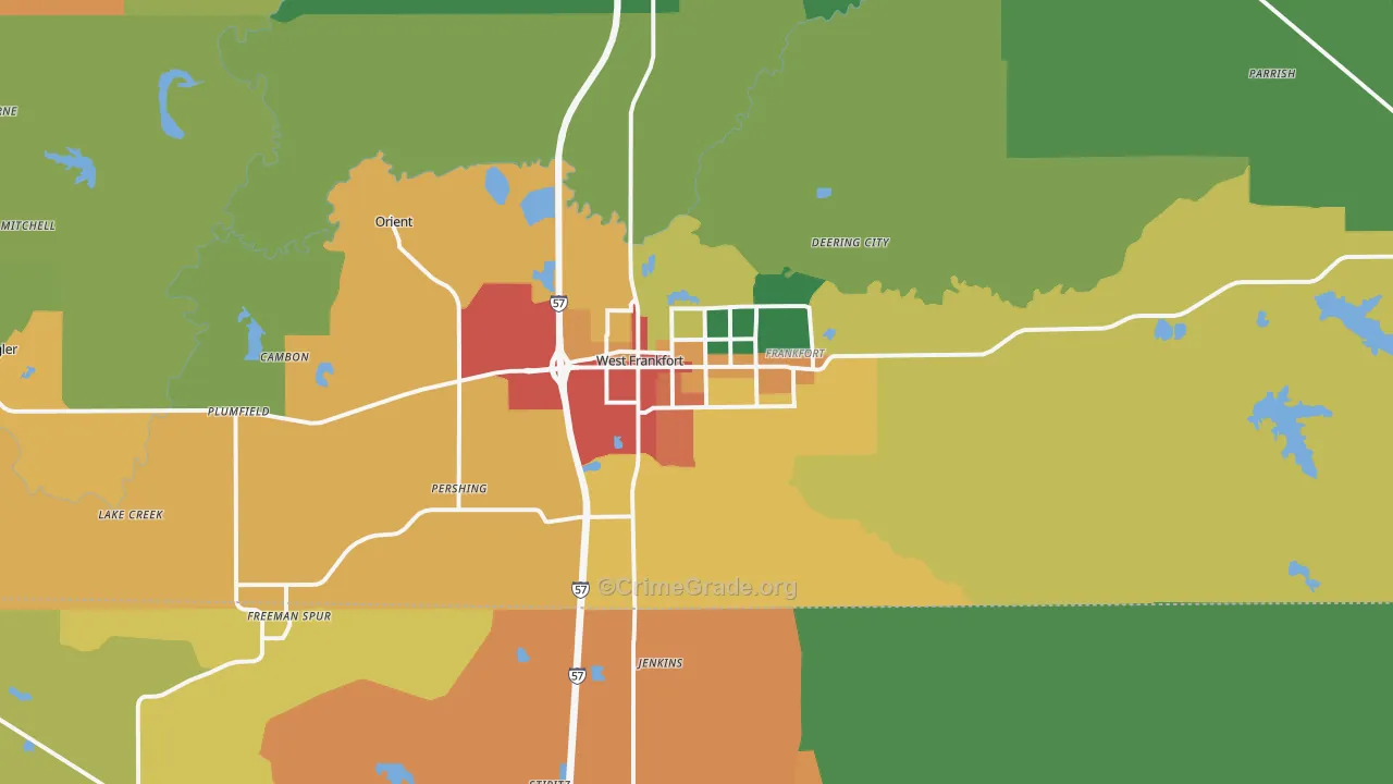 West Frankfort, IL Map of Vandalism Rates