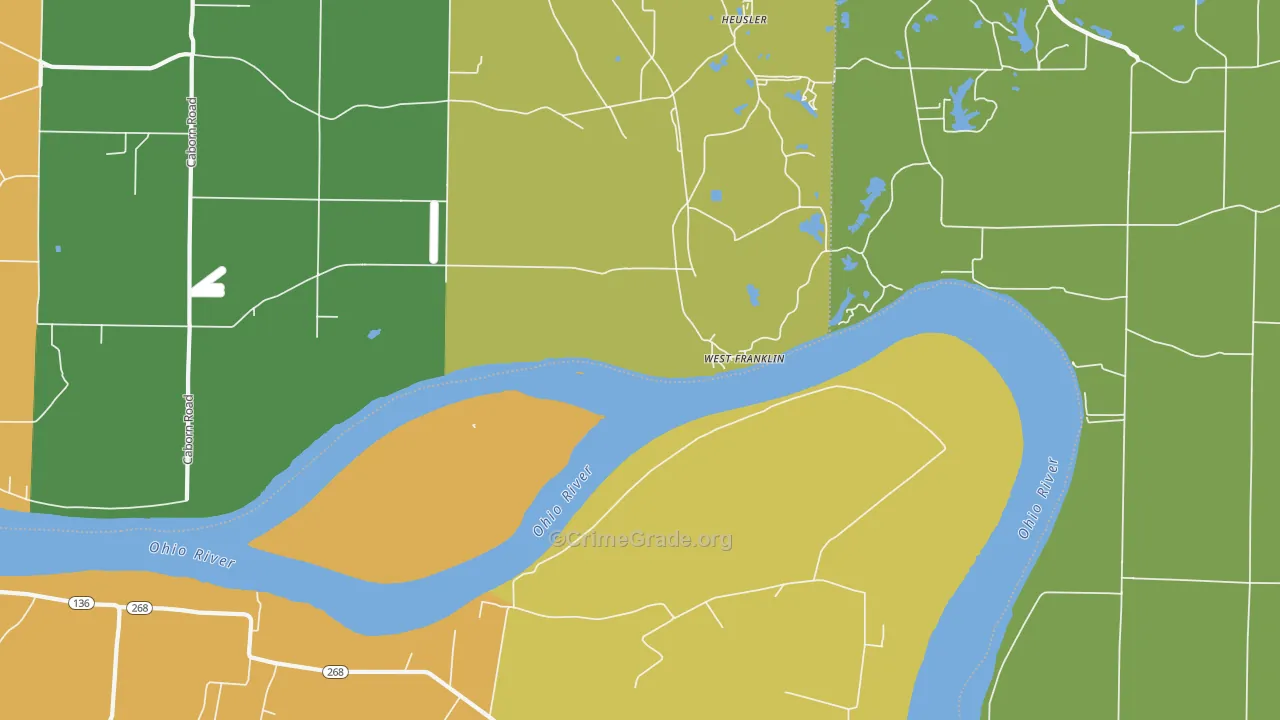 West Franklin, IN Map of Vandalism Rates