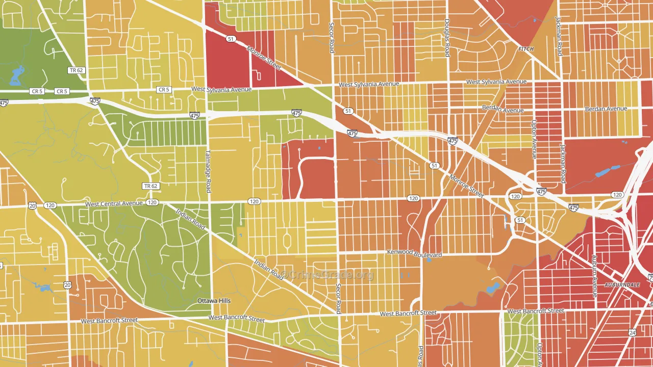 West Gate, Toledo, OH Map of Vandalism Rates