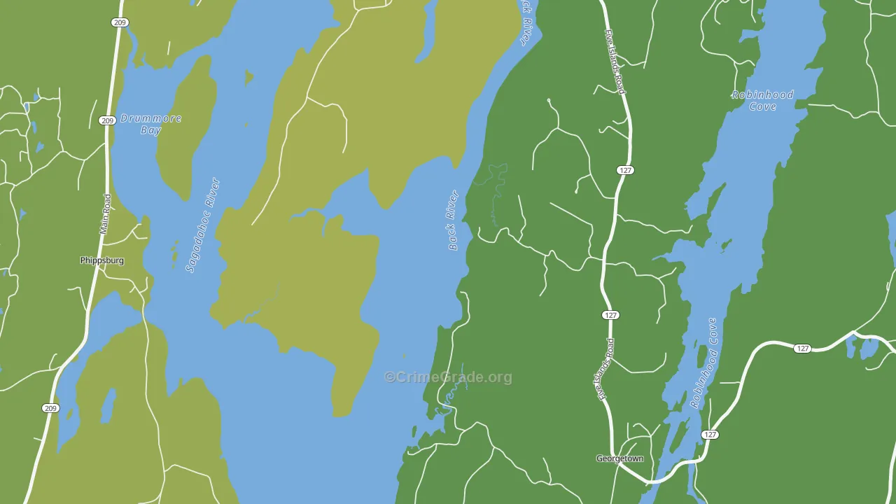 West Georgetown, ME Map of Vandalism Rates