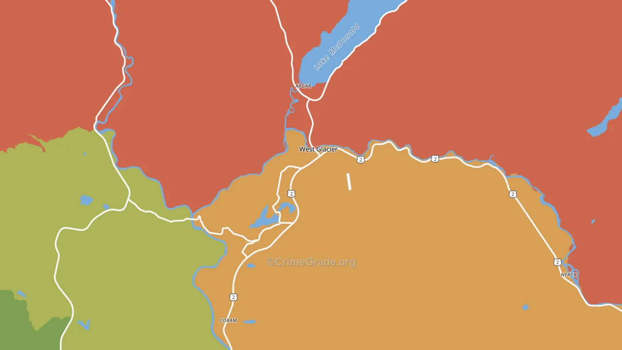 West Glacier, MT Map of Vandalism Rates