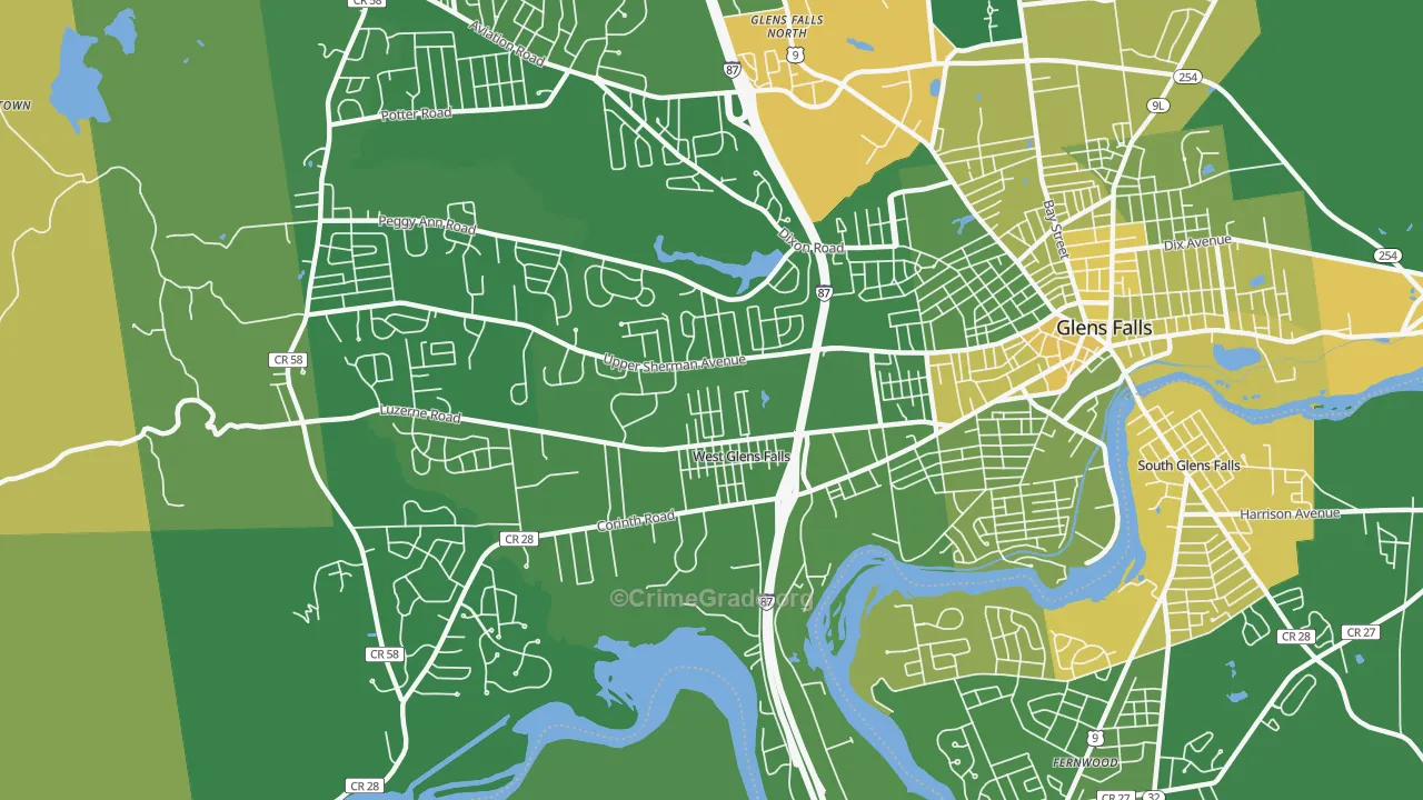 West Glens Falls, NY Map of Vandalism Rates