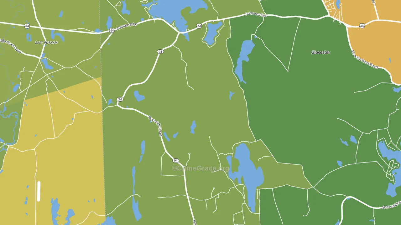 West Glocester, RI Map of Vandalism Rates