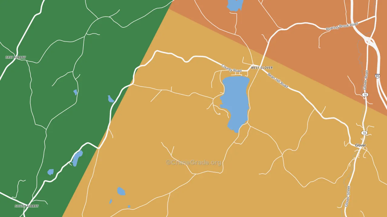 West Glover, VT Map of Vandalism Rates
