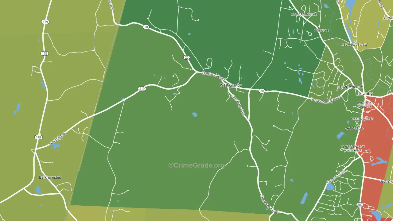 West Granby, CT Map of Vandalism Rates