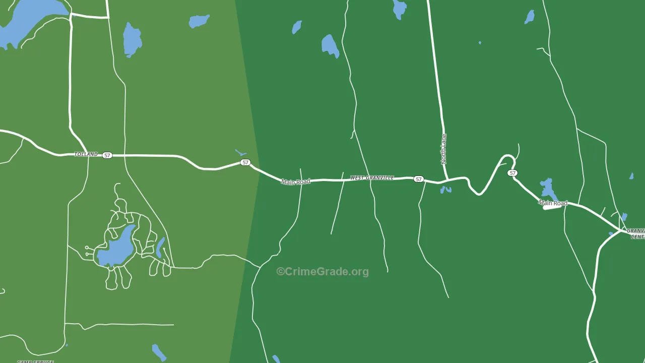 West Granville, MA Map of Vandalism Rates