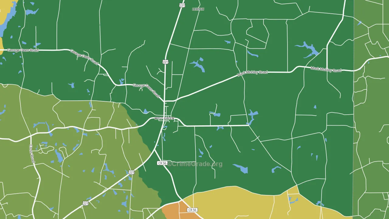West Green, GA Map of Vandalism Rates