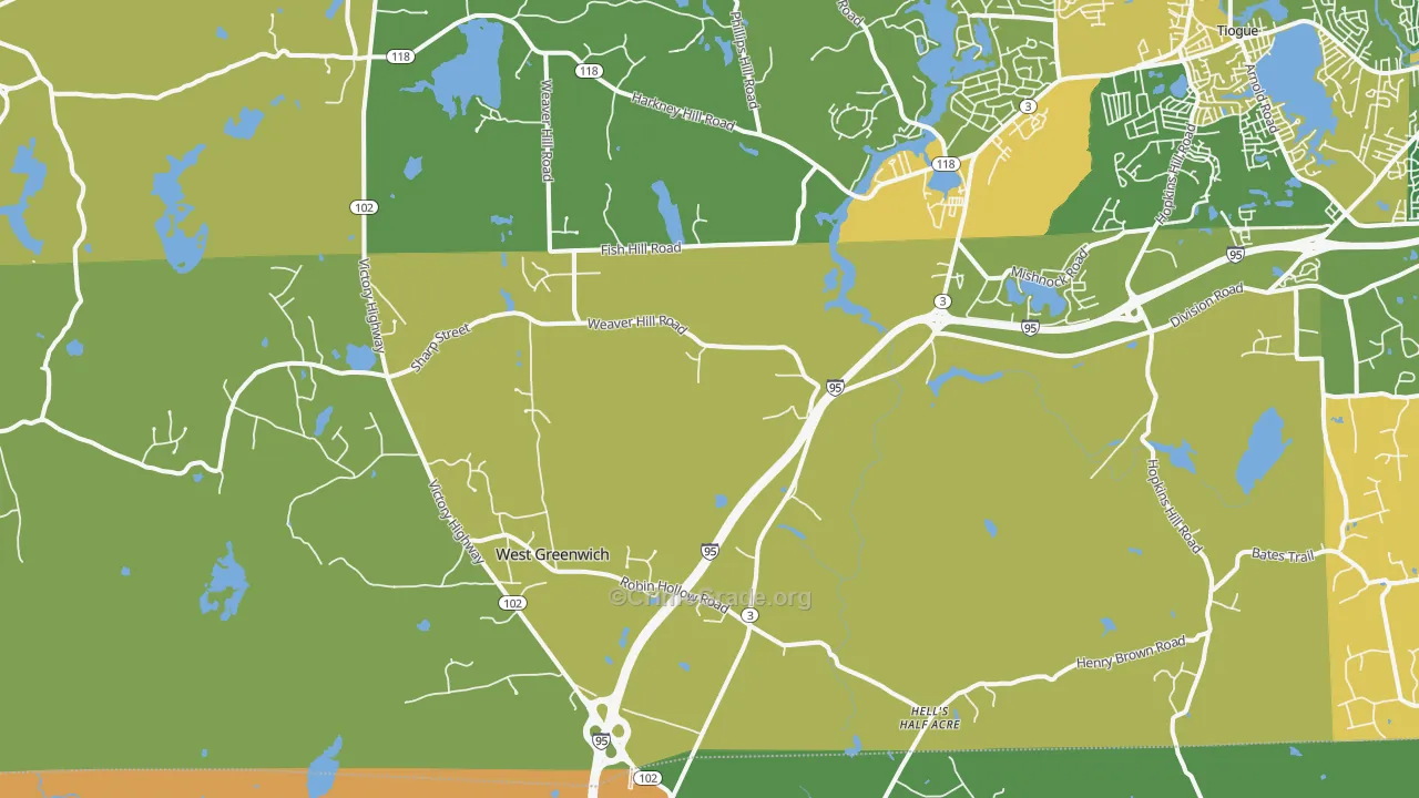 West Greenwich, RI Map of Vandalism Rates