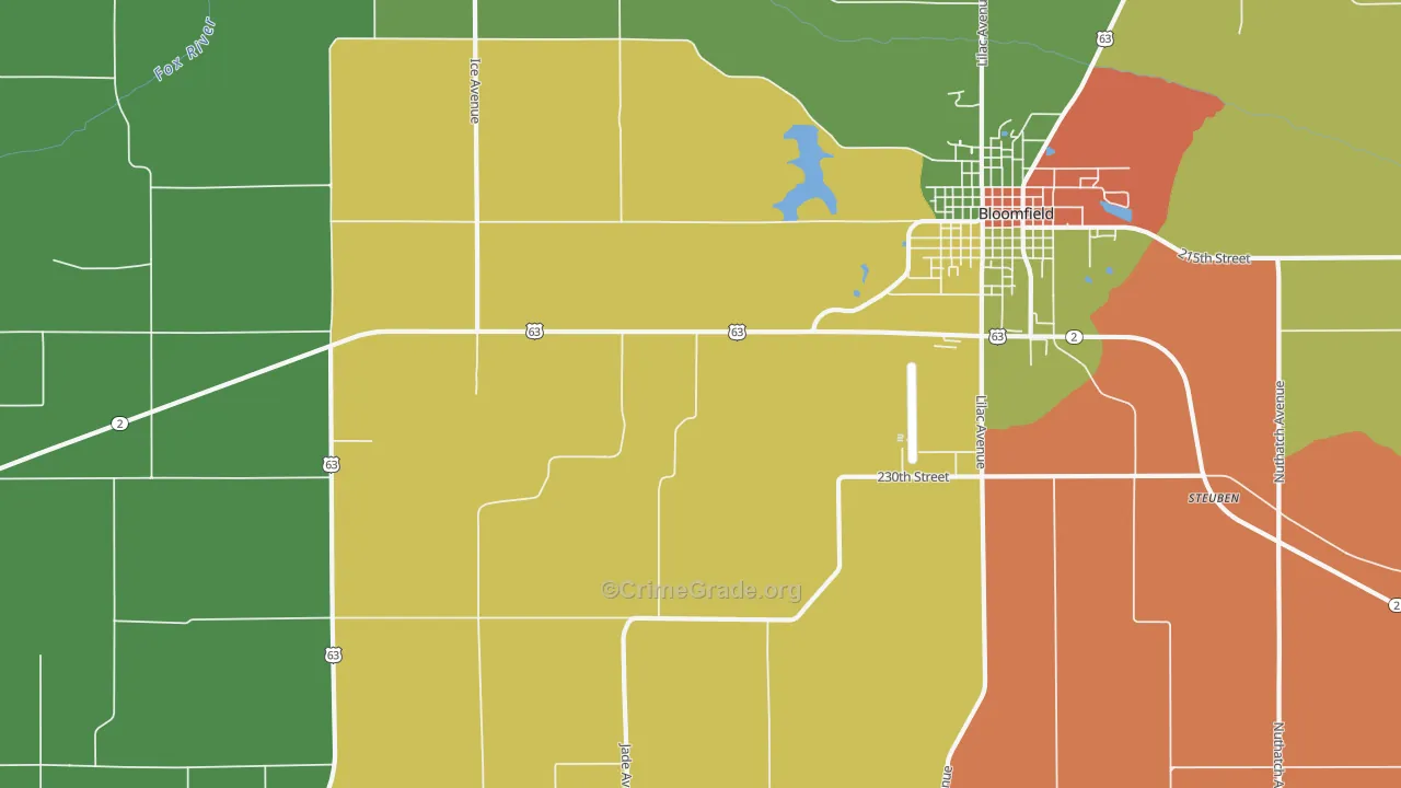 West Grove, IA Map of Vandalism Rates