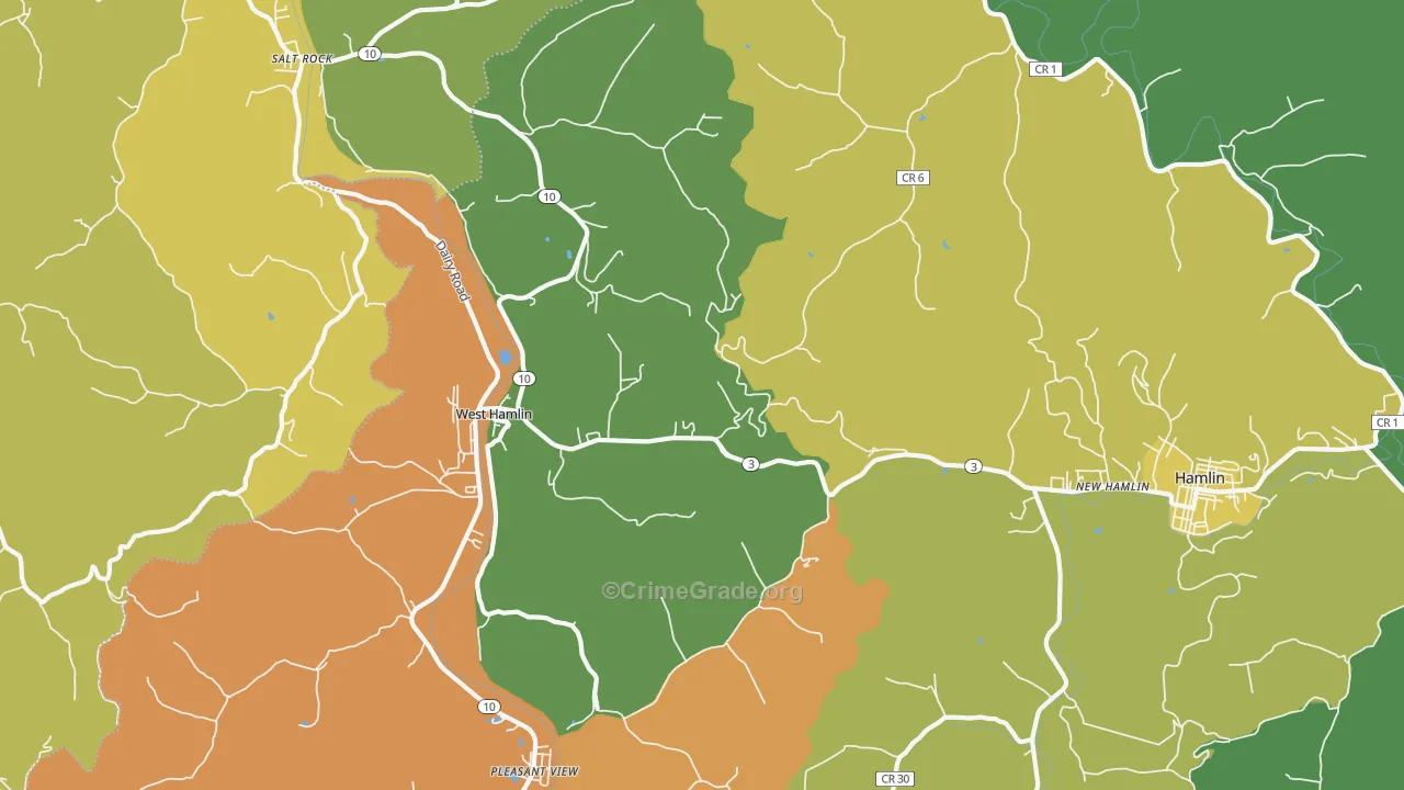 West Hamlin, WV Map of Vandalism Rates
