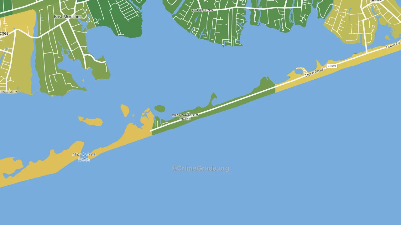West Hampton Dunes, NY Map of Vandalism Rates