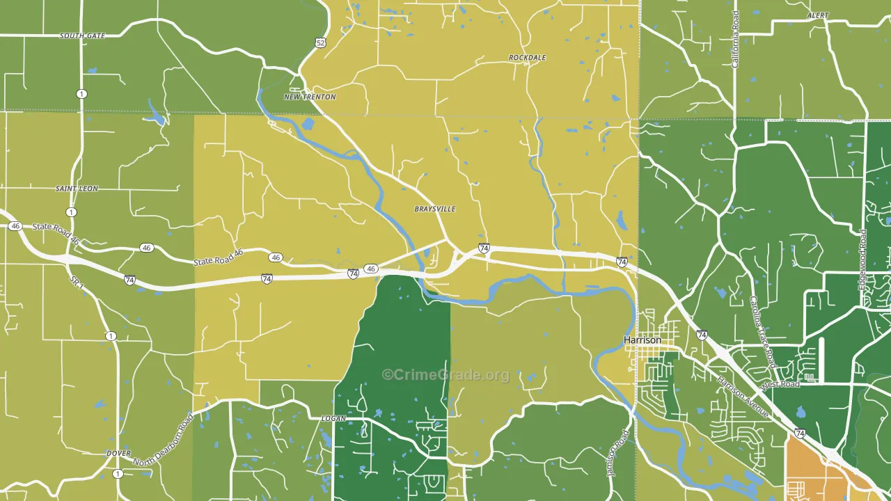 West Harrison, IN Map of Vandalism Rates