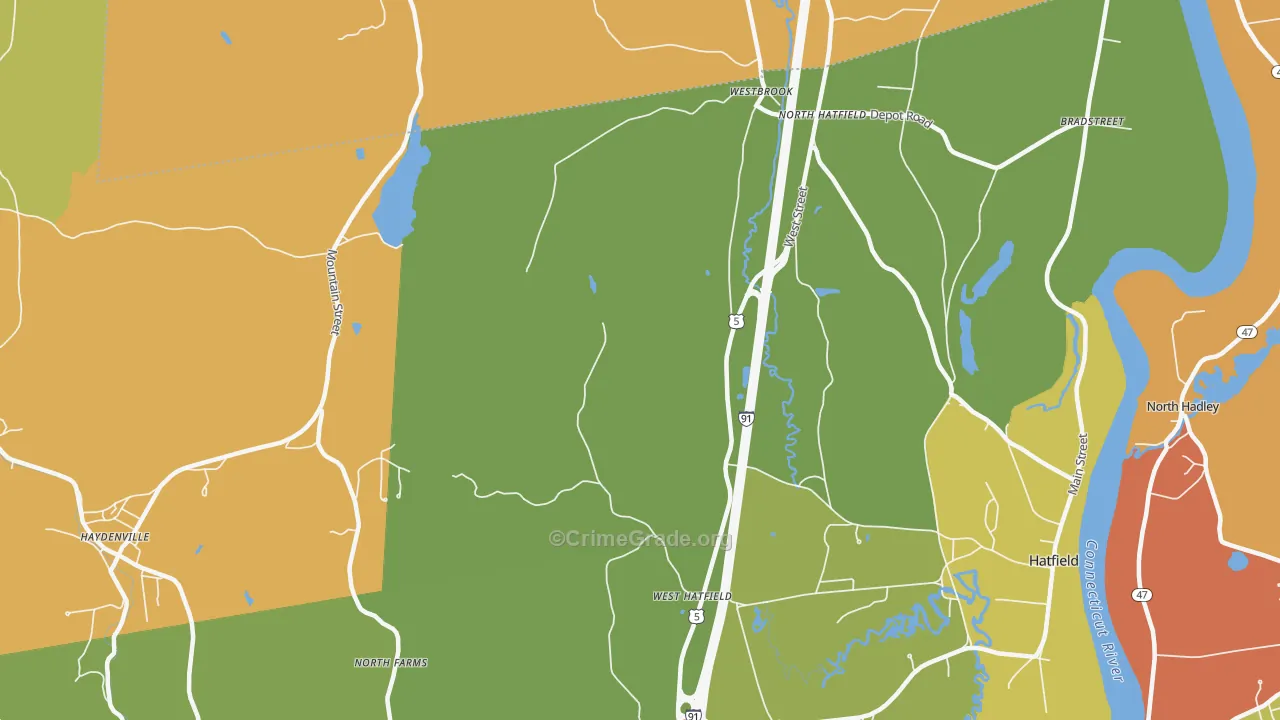 West Hatfield, MA Map of Vandalism Rates