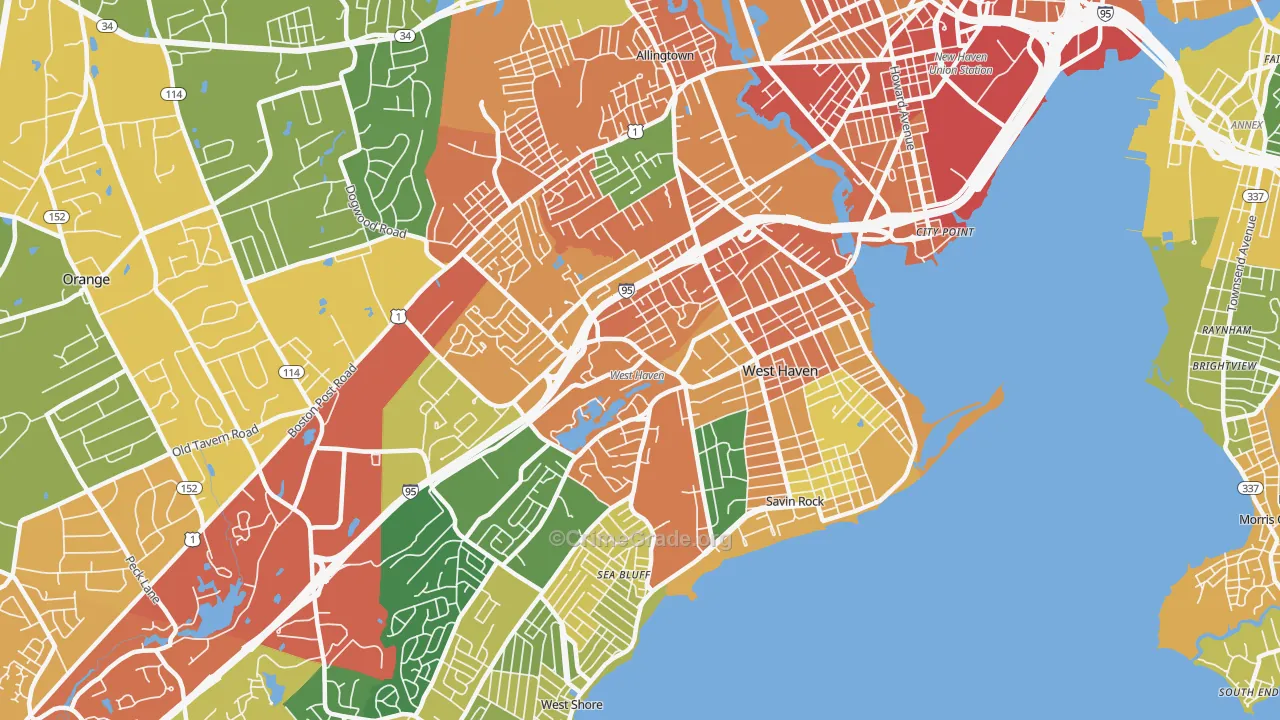 West Haven, CT Map of Vandalism Rates