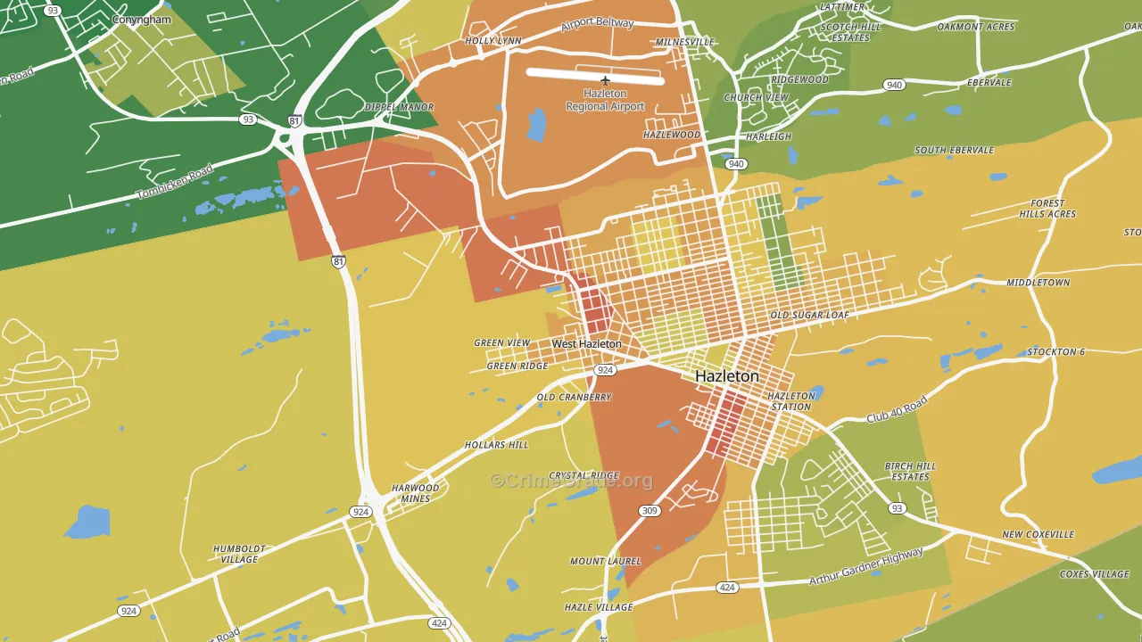 West Hazleton, PA Map of Vandalism Rates