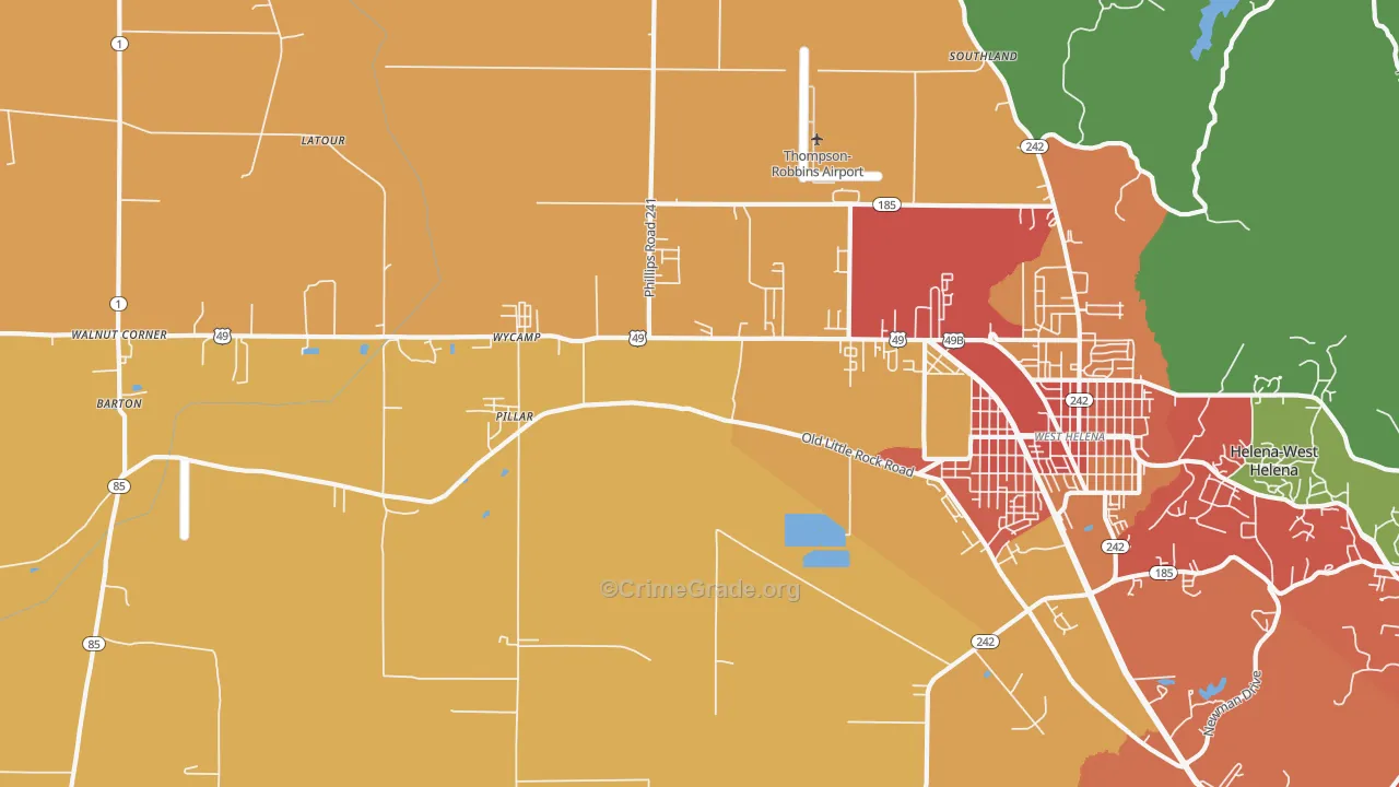 West Helena, AR Map of Vandalism Rates