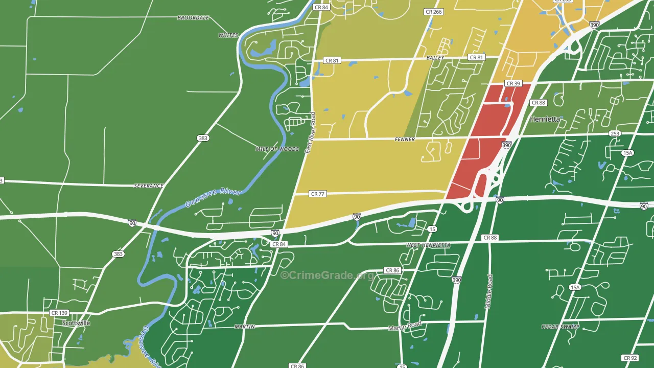 West Henrietta, NY Map of Vandalism Rates