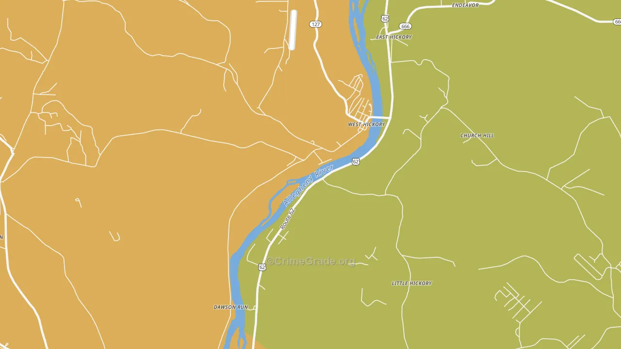 West Hickory, PA Map of Vandalism Rates