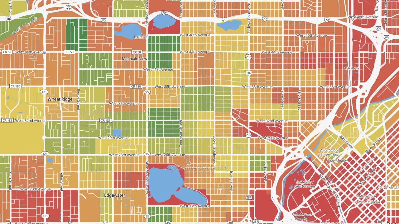 West Highland, Denver, CO Map of Vandalism Rates