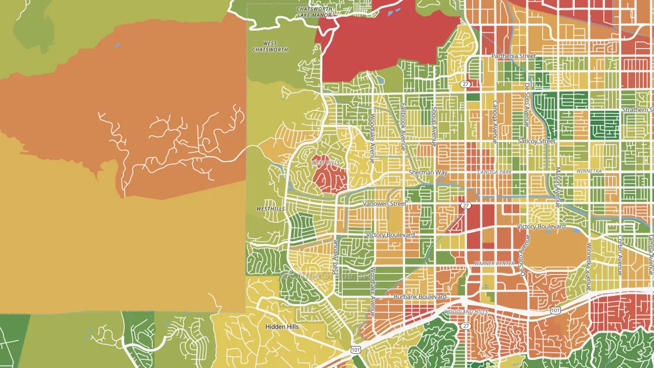 West Hills, CA Map of Vandalism Rates