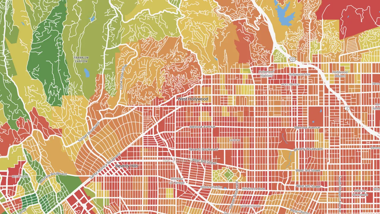 West Hollywood, CA Map of Vandalism Rates