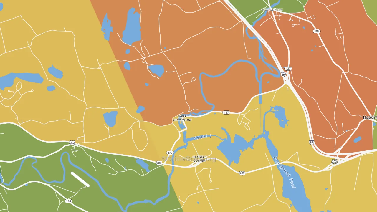 West Hopkinton, NH Map of Vandalism Rates