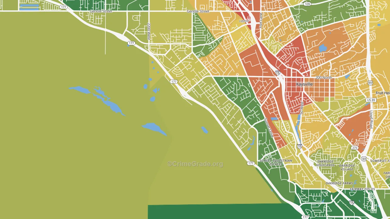 West Kaysville, UT Map of Vandalism Rates