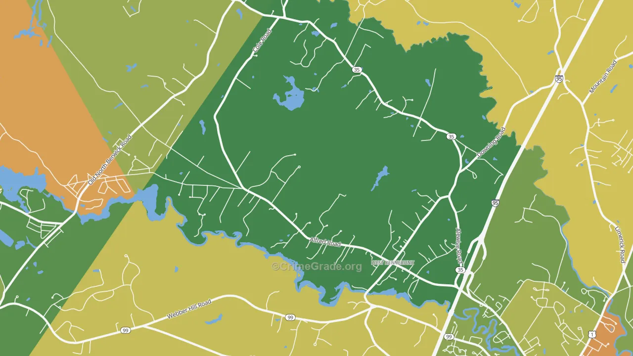 West Kennebunk, ME Map of Vandalism Rates