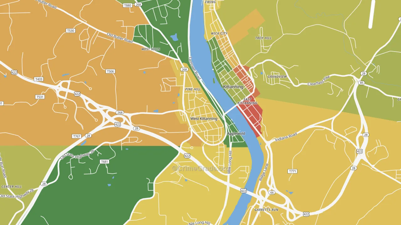 West Kittanning, PA Map of Vandalism Rates