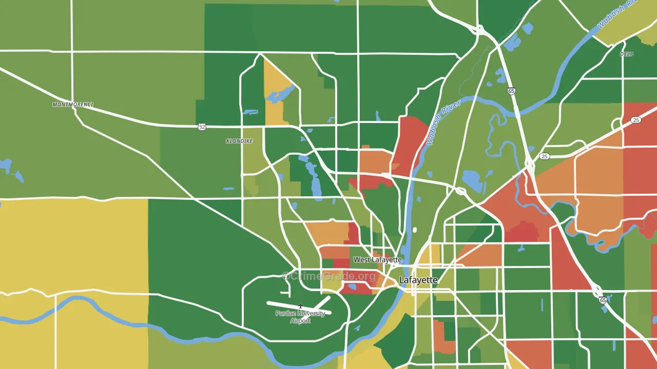 West Lafayette, IN Map of Vandalism Rates