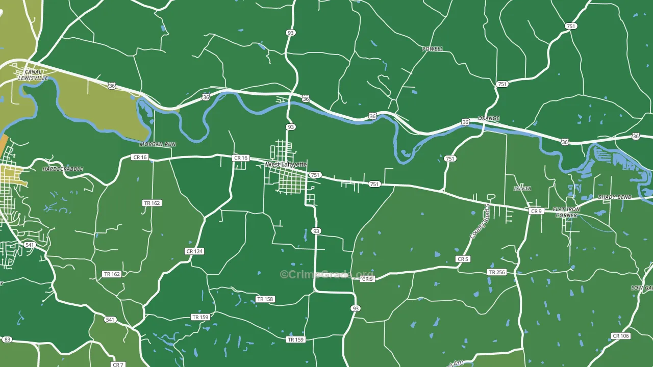 West Lafayette, OH Map of Vandalism Rates