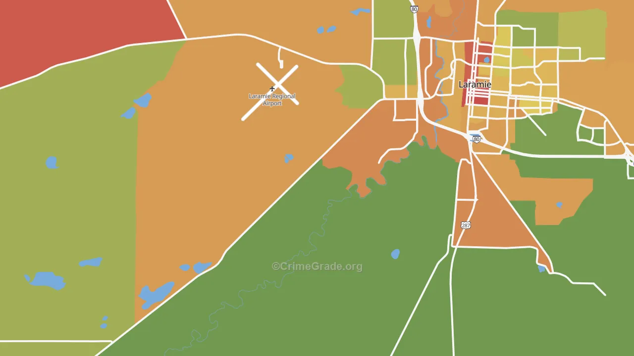 West Laramie, WY Map of Vandalism Rates