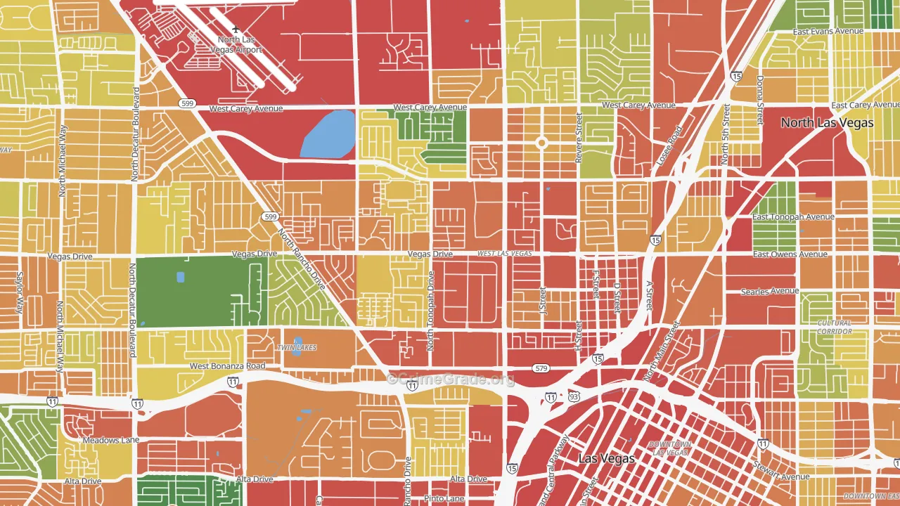 West Las Vegas, Las Vegas, NV Map of Vandalism Rates