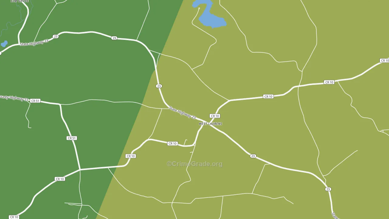 West Laurens, NY Map of Vandalism Rates