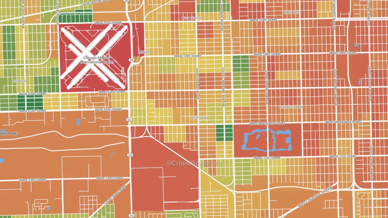 West Lawn, Chicago, IL Map of Vandalism Rates