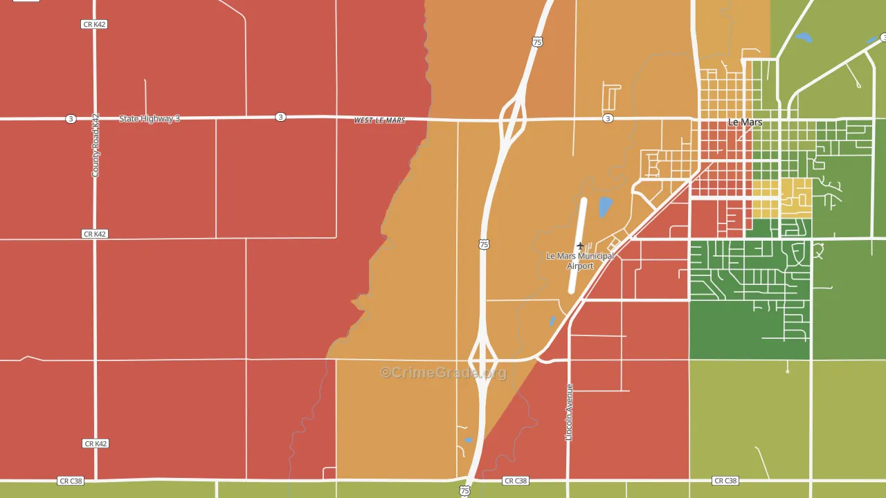 West Le Mars, IA Map of Vandalism Rates