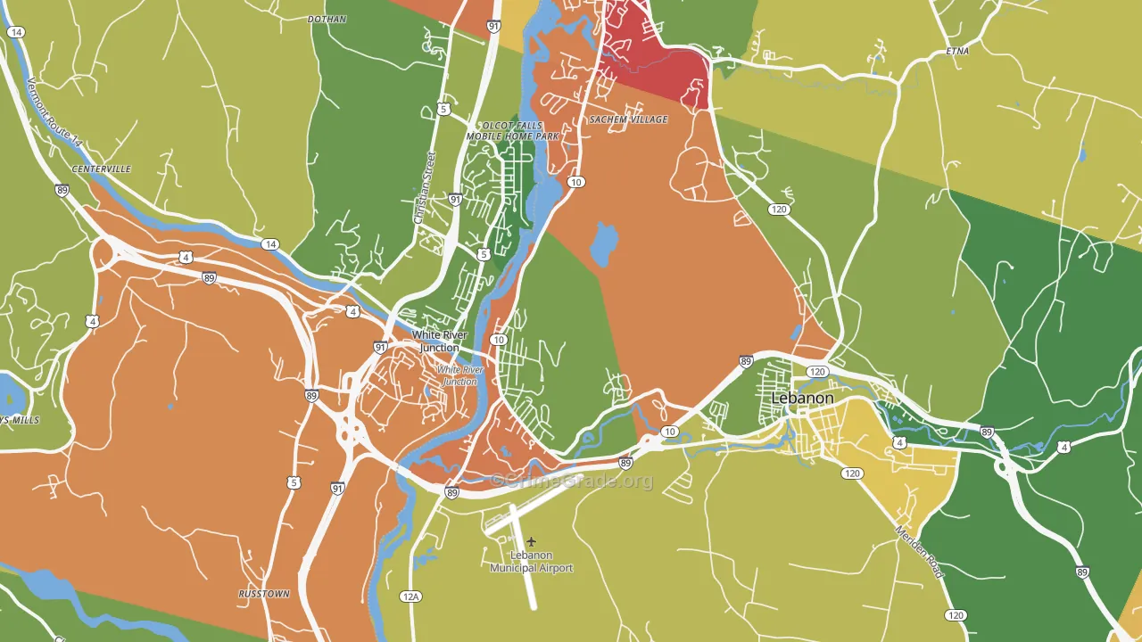 West Lebanon, NH Map of Vandalism Rates