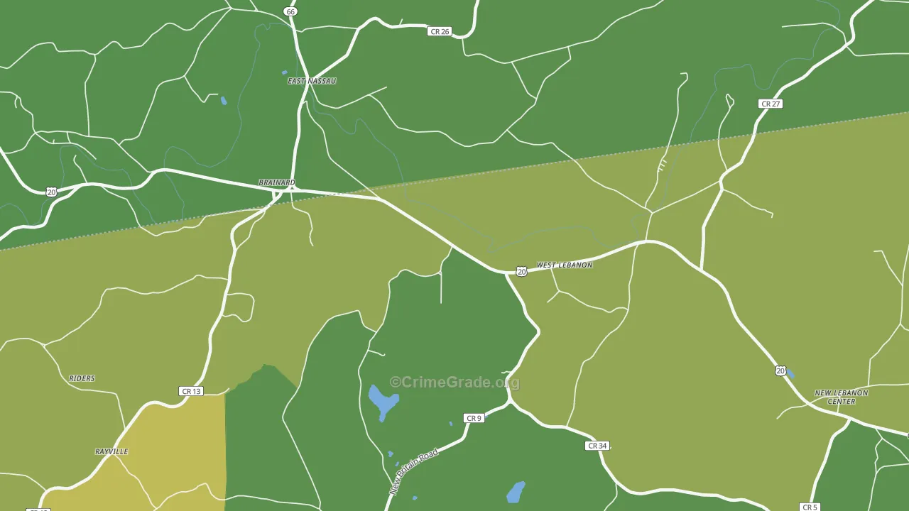 West Lebanon, NY Map of Vandalism Rates