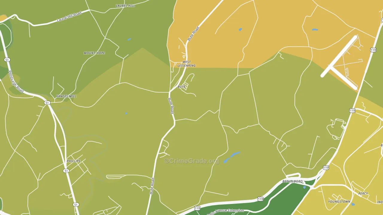 West Leisenring, PA Map of Vandalism Rates