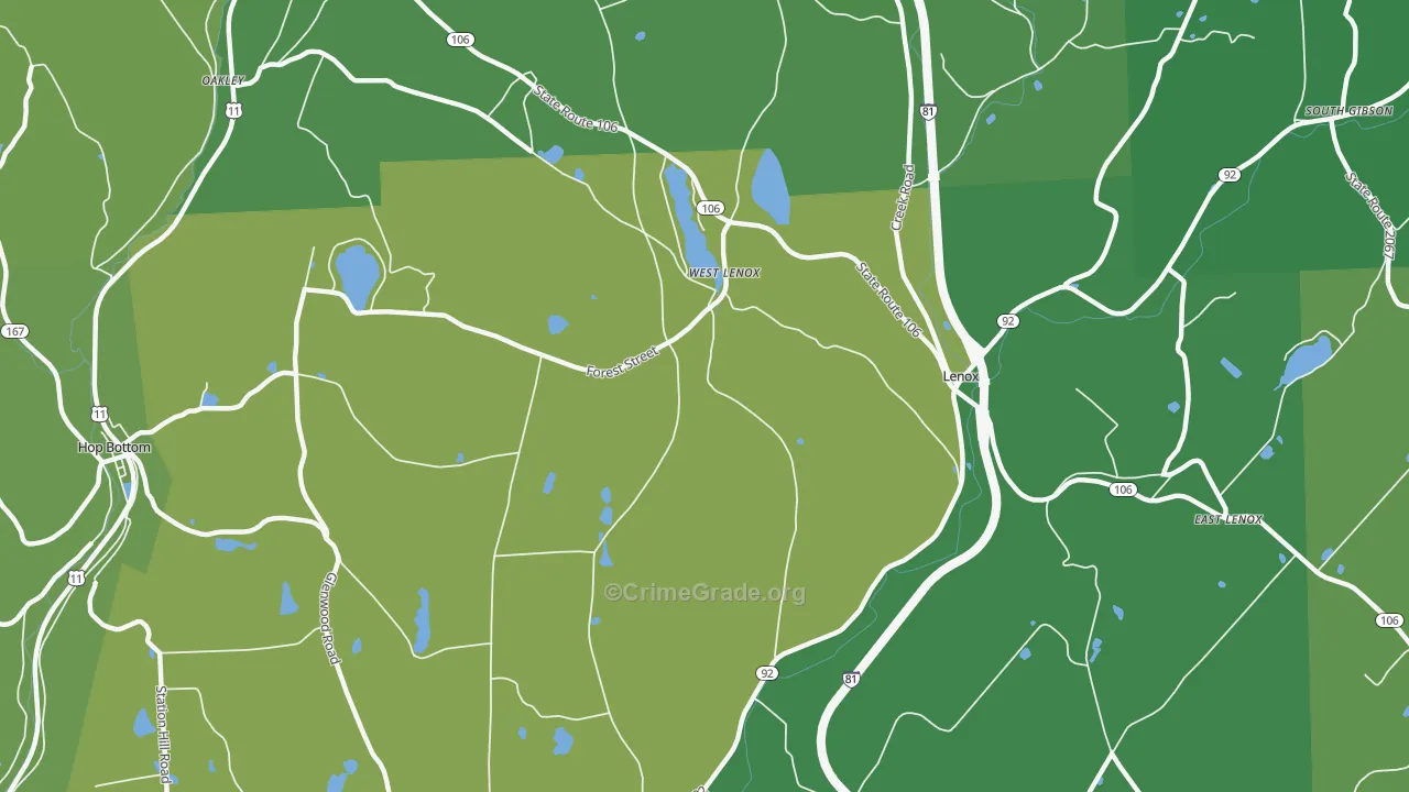 West Lenox, PA Map of Vandalism Rates