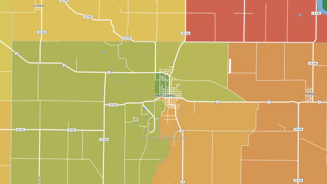 West Liberty, IA Map of Vandalism Rates