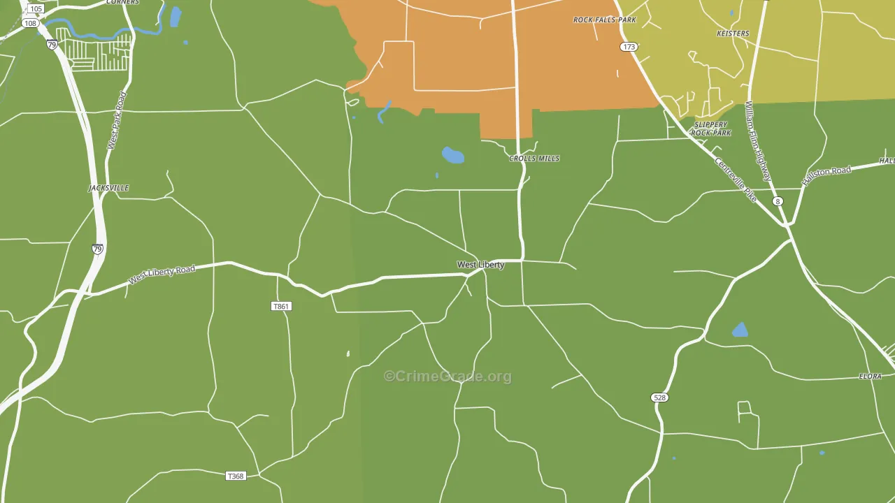 West Liberty, PA Map of Vandalism Rates