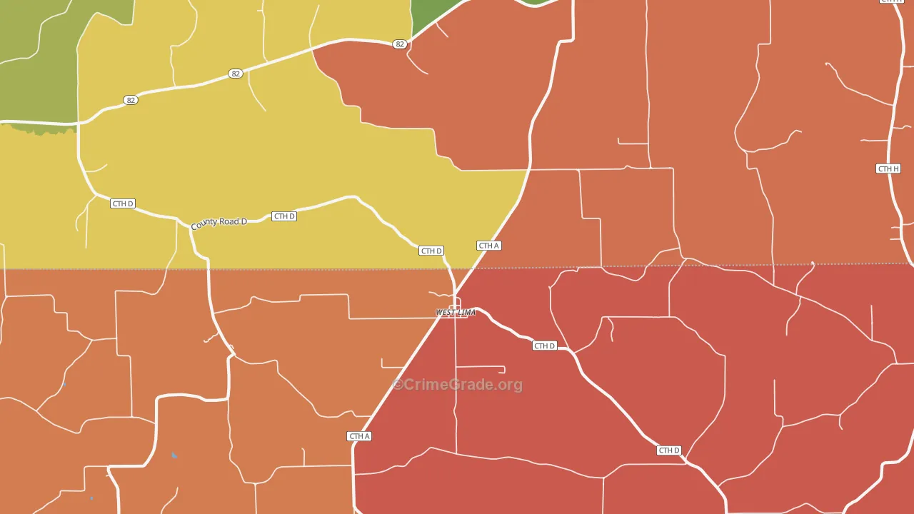 West Lima, WI Map of Vandalism Rates