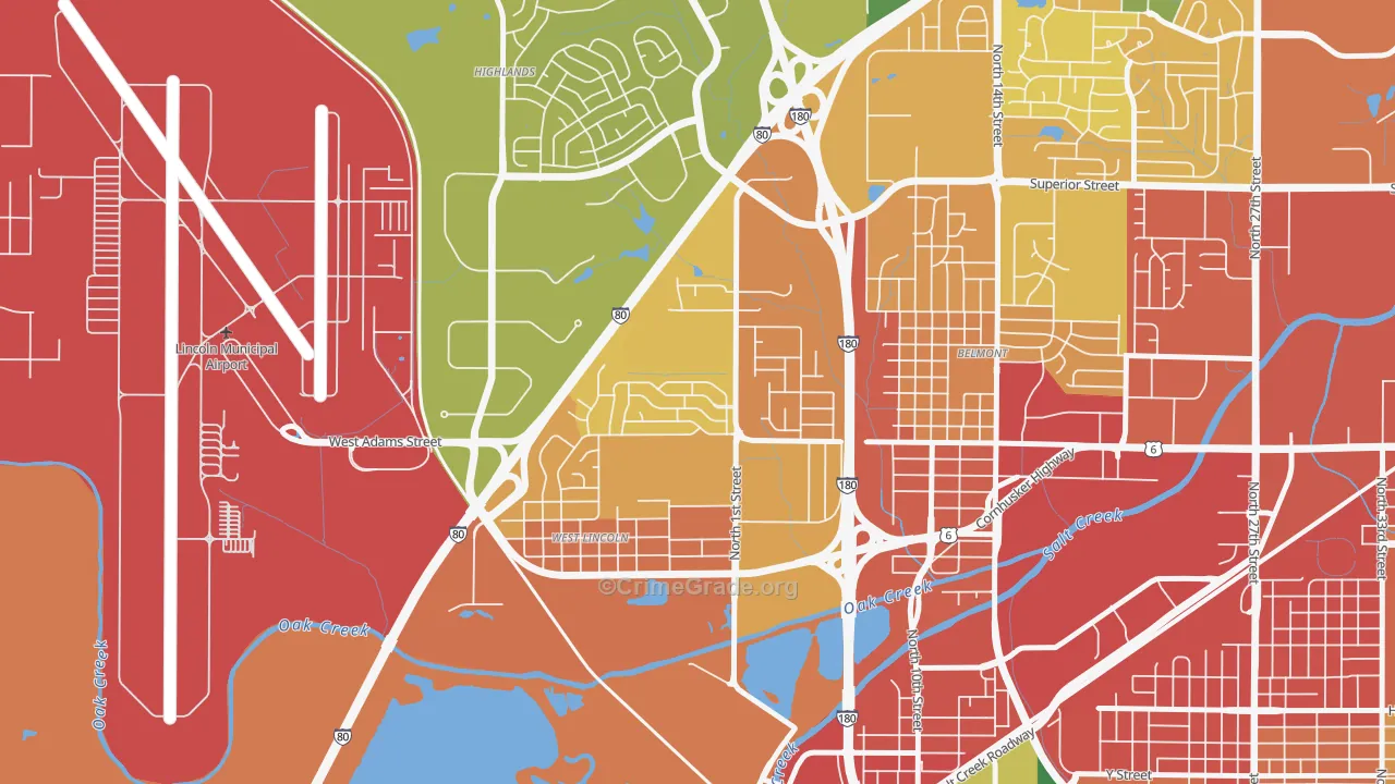 West Lincoln, Lincoln, NE Map of Vandalism Rates