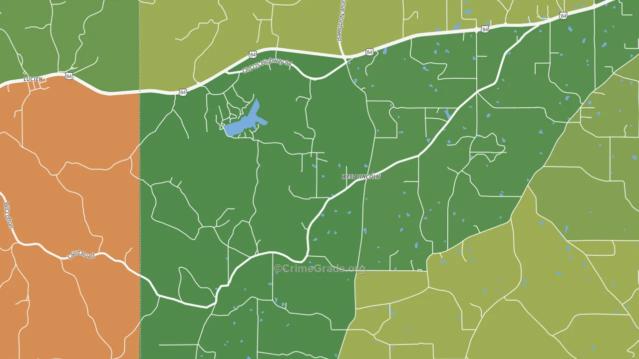West Lincoln, MS Map of Vandalism Rates